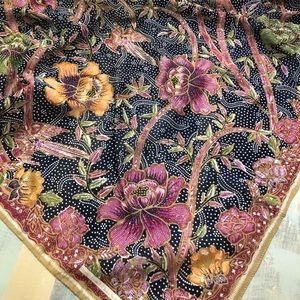 ECHO Design from China Seas Vintage Cotton Floral Scarf 34.5x34.5